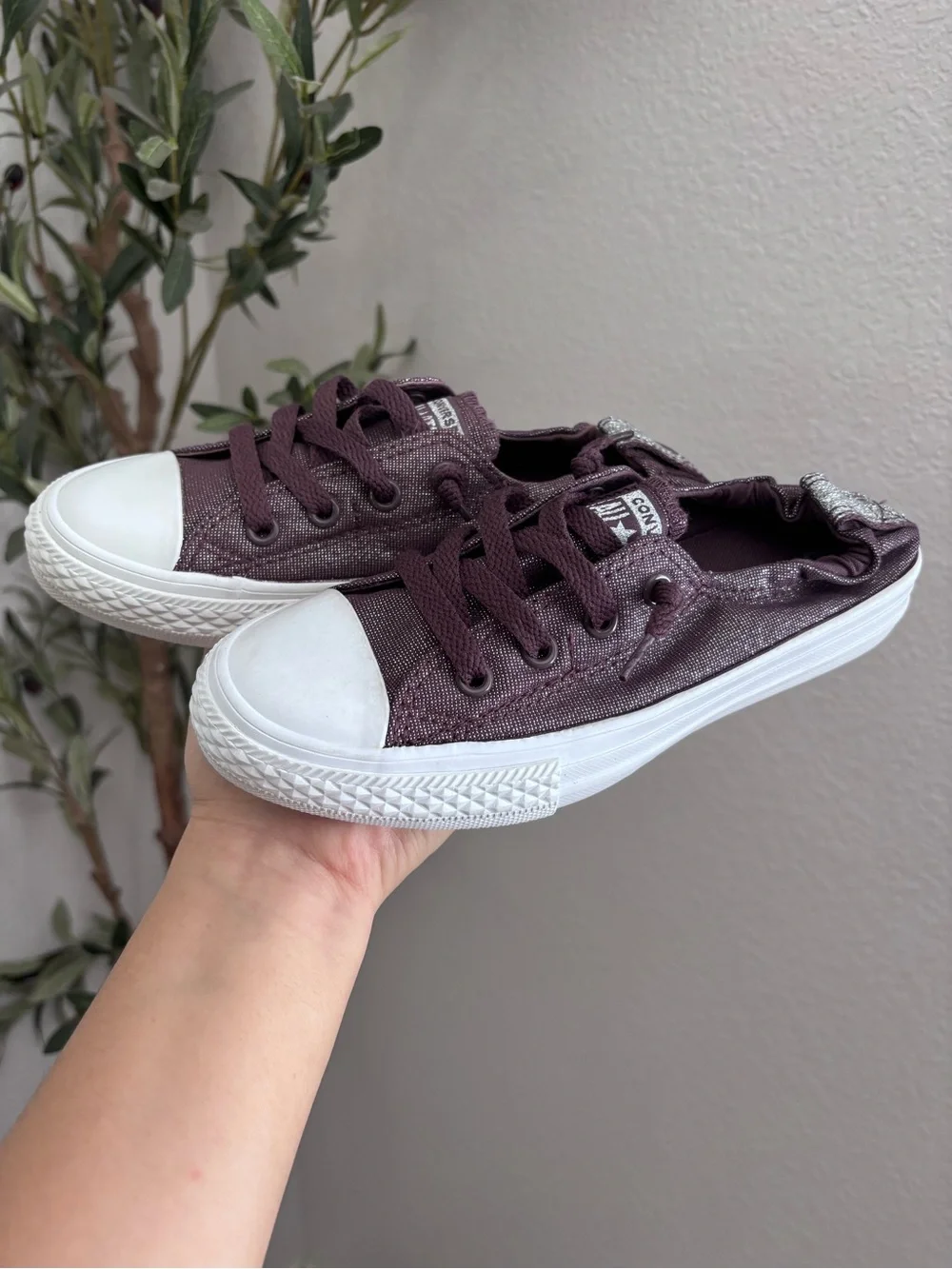 Converse All Star Purple Glitter Shoreline Slip On Sneakers 2